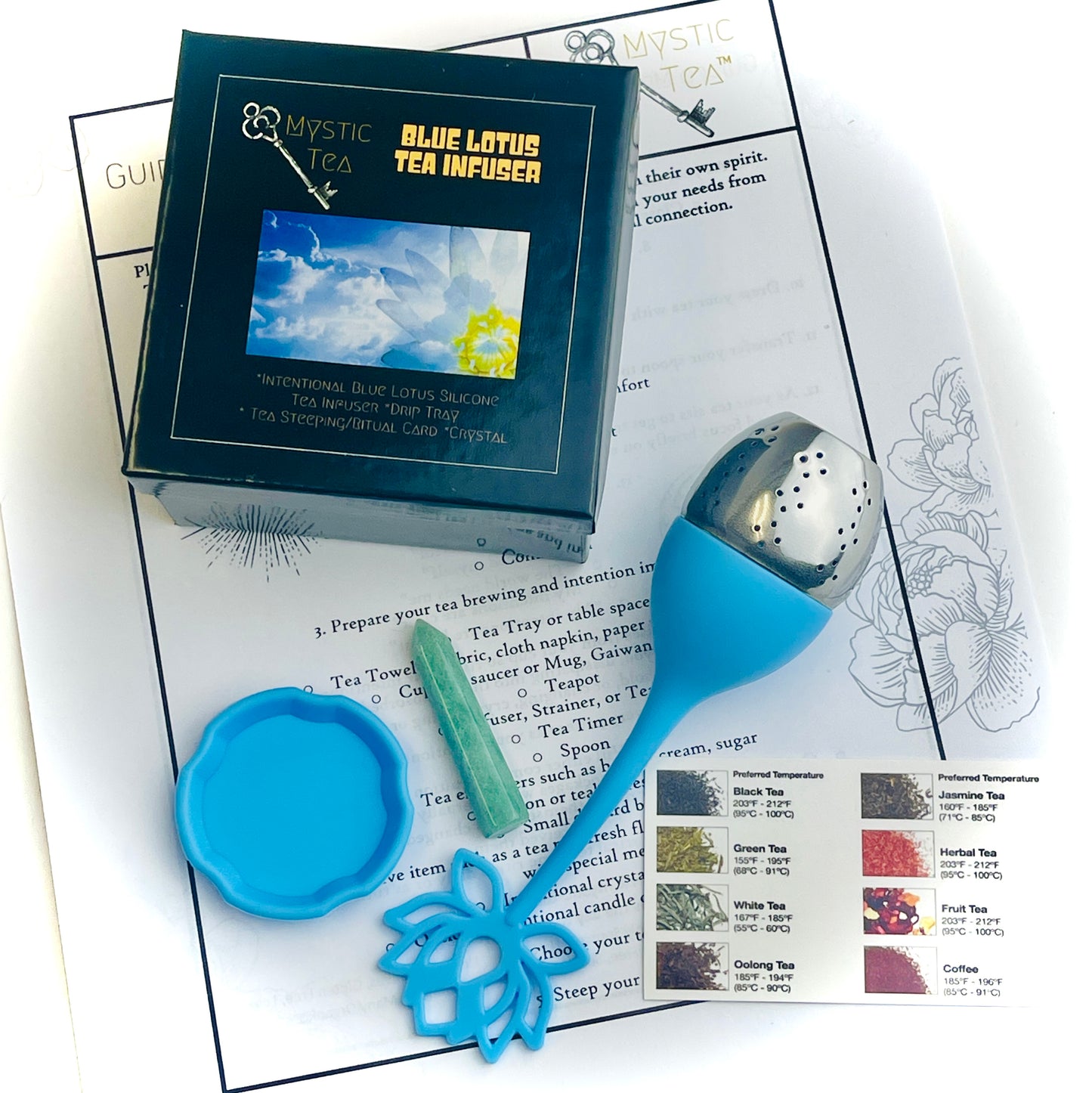 Blue Lotus Tea Infuser Silicone and Stainless Steel in Gift Box
